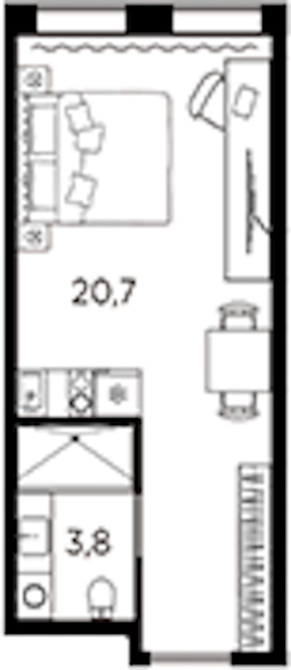 Квартира студия 24.5 м², 12/13 эт., ЖК «AVENIR Industrial»